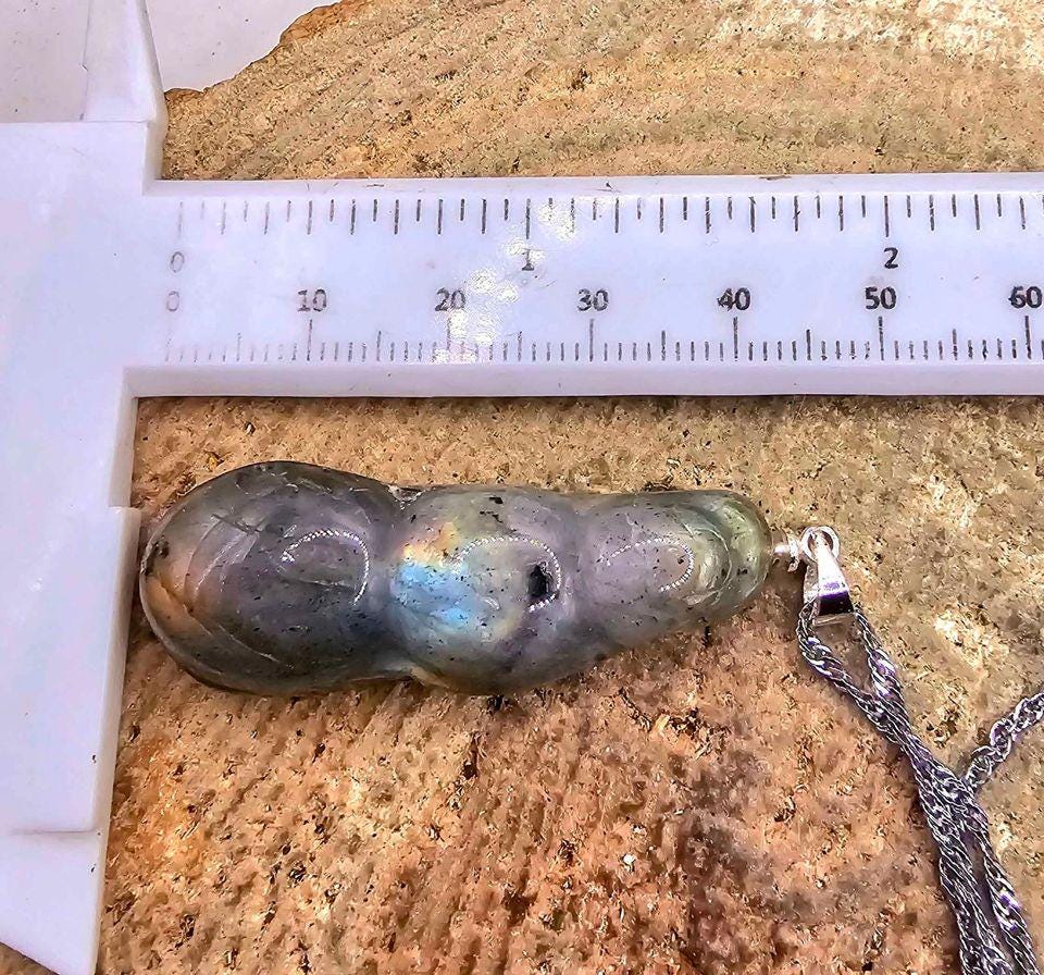 Beautiful Nature Labradorite Rainbow Flash Peapod Pendant