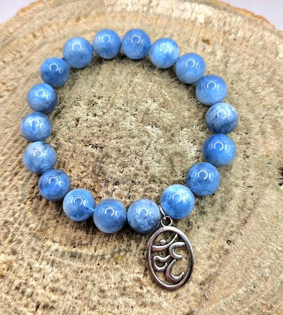 Nature Blue Kyanite With Symbol Charm Bracelet