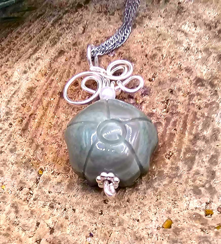 Natural Alashan agate carved lotus flower crystal pendant necklace — My Aura Gemstones