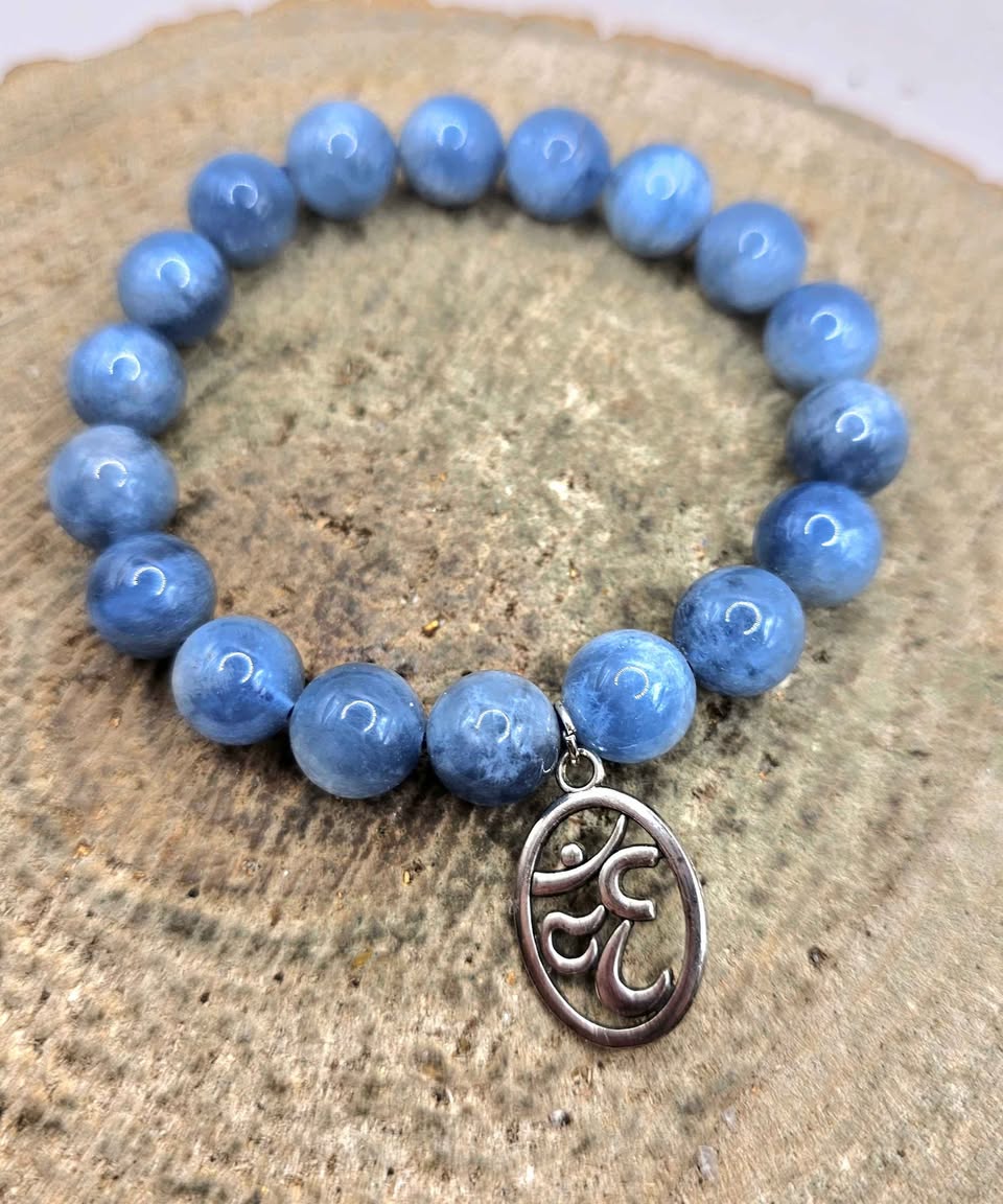 Nature Blue Kyanite With Symbol Charm Bracelet