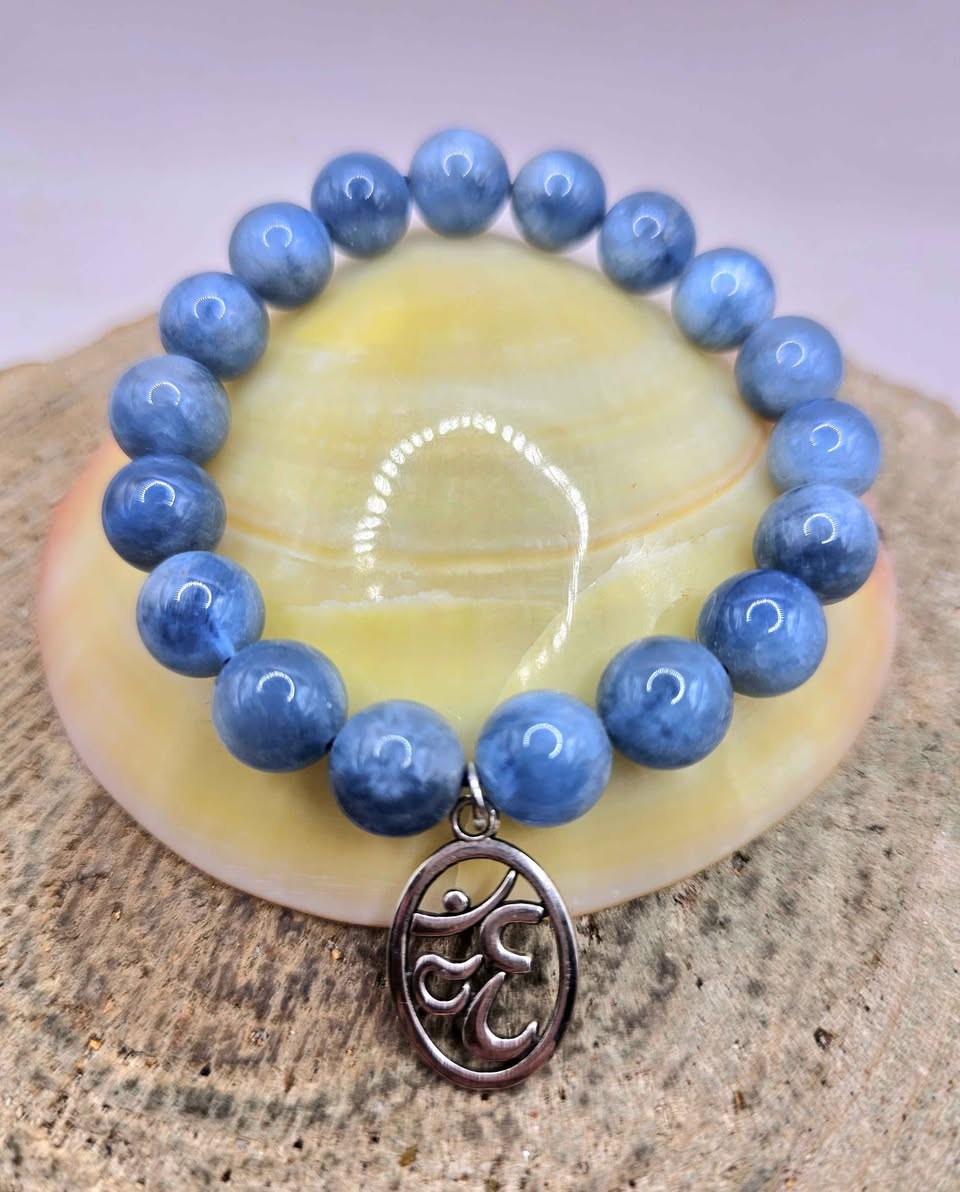 Nature Blue Kyanite With Symbol Charm Bracelet
