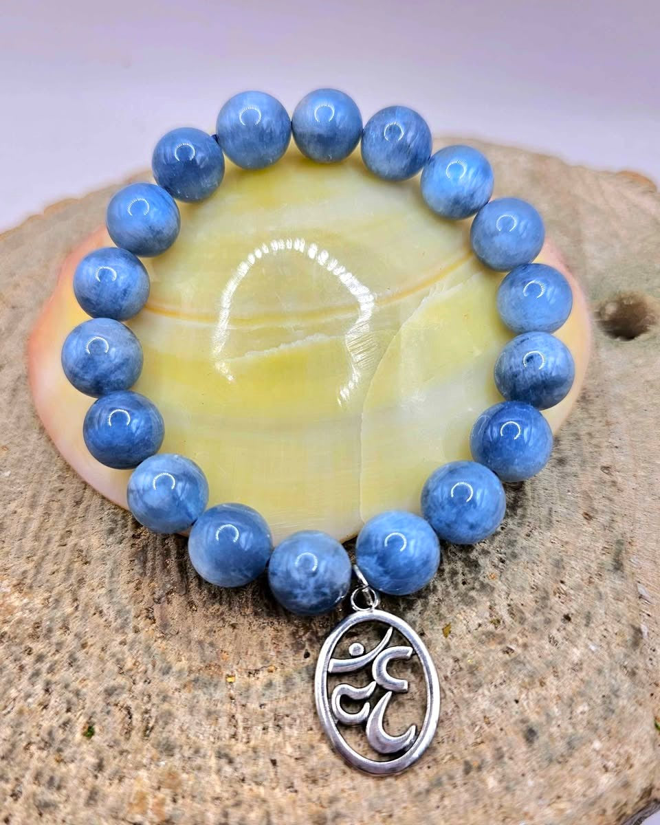 Nature Blue Kyanite With Symbol Charm Bracelet