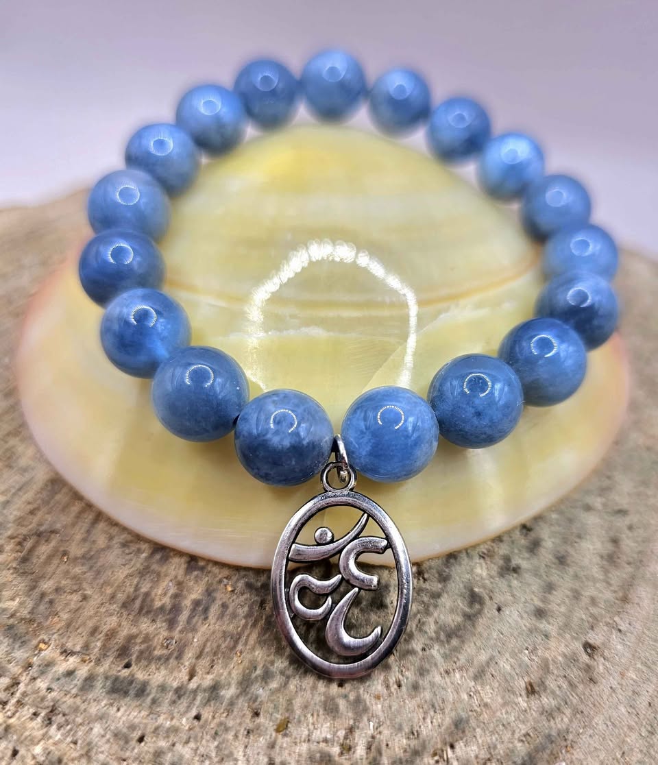 Nature Blue Kyanite With Symbol Charm Bracelet