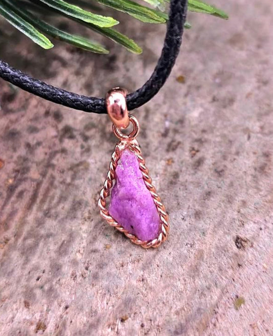 Nature Purple Sugilite Raw Stone S925 Pendant Necklace