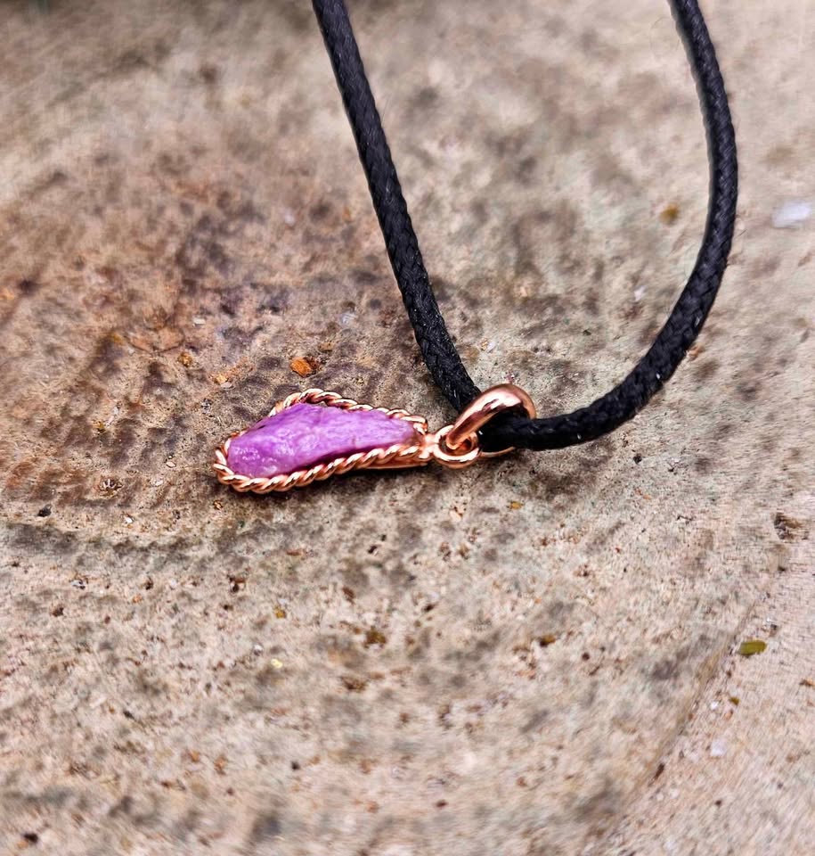 Nature Purple Sugilite Raw Stone S925 Pendant Necklace