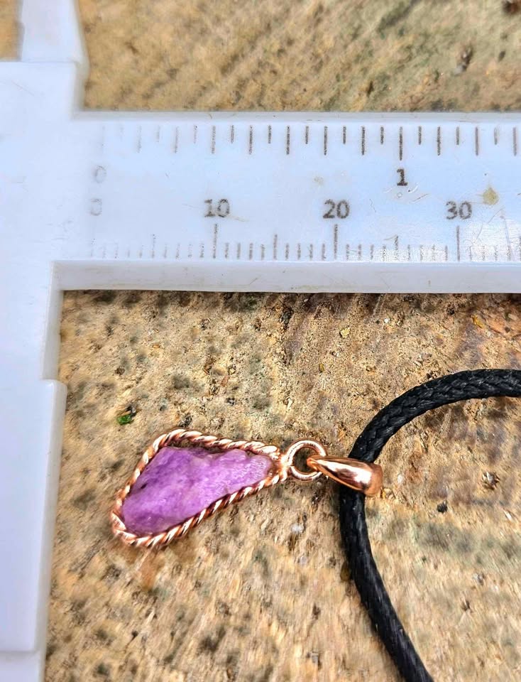 Nature Purple Sugilite Raw Stone S925 Pendant Necklace