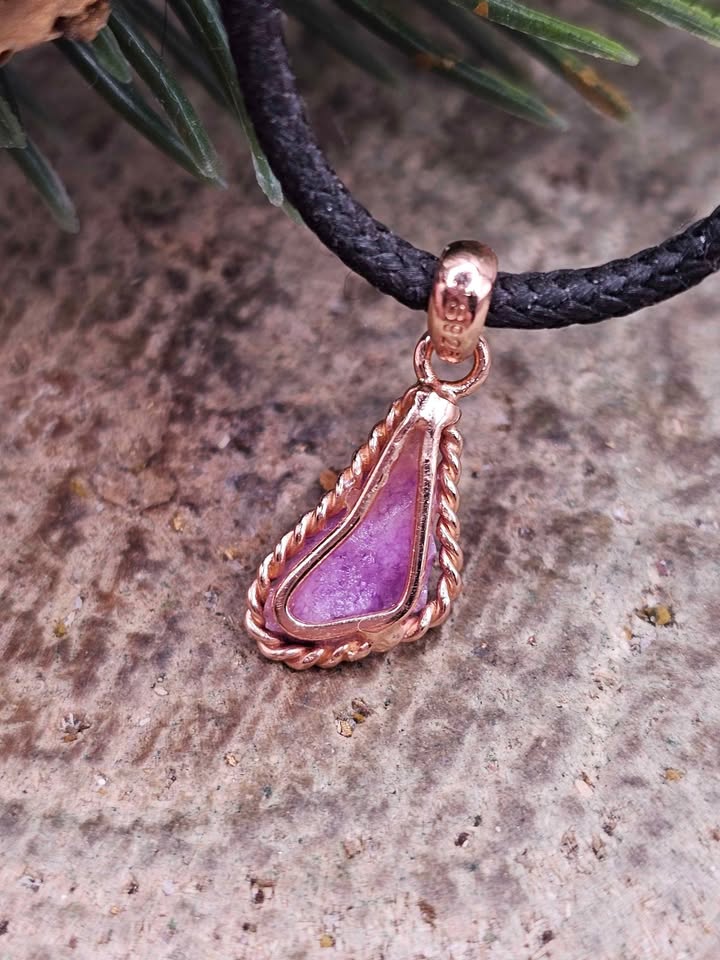 Nature Purple Sugilite Raw Stone S925 Pendant Necklace