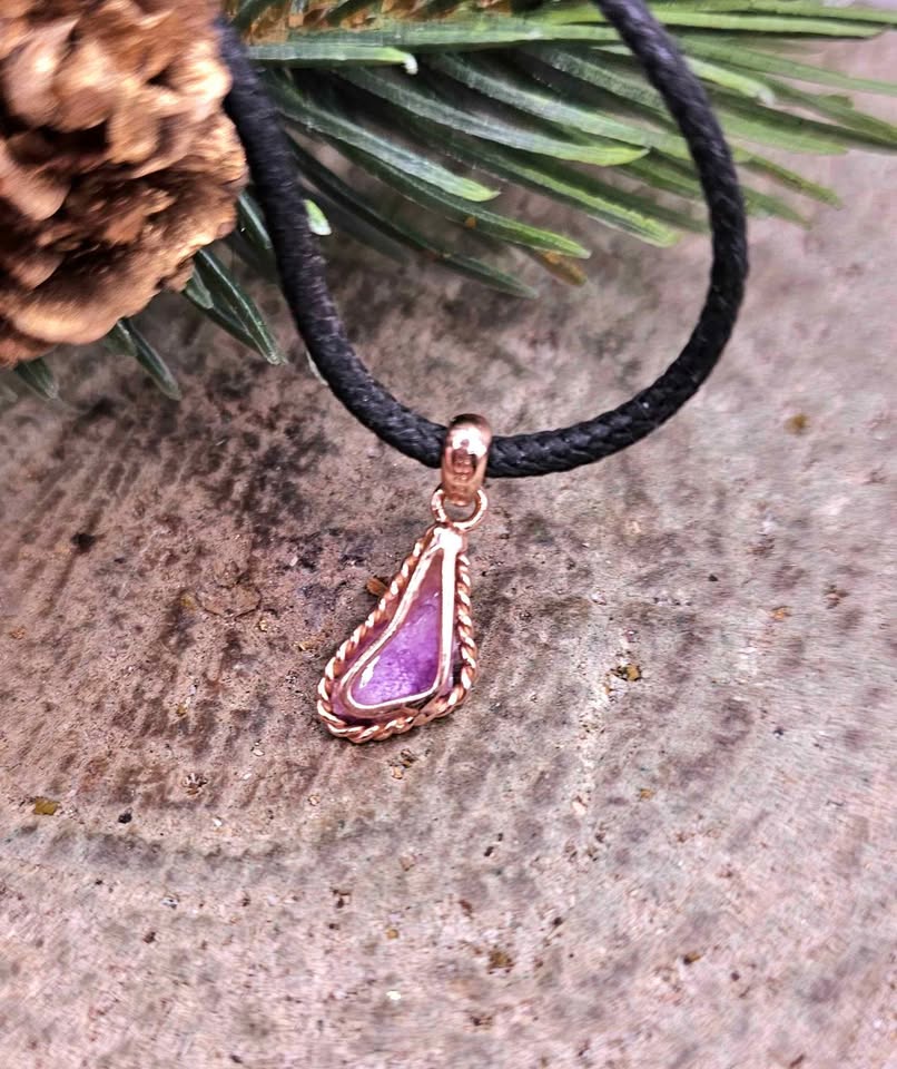 Nature Purple Sugilite Raw Stone S925 Pendant Necklace