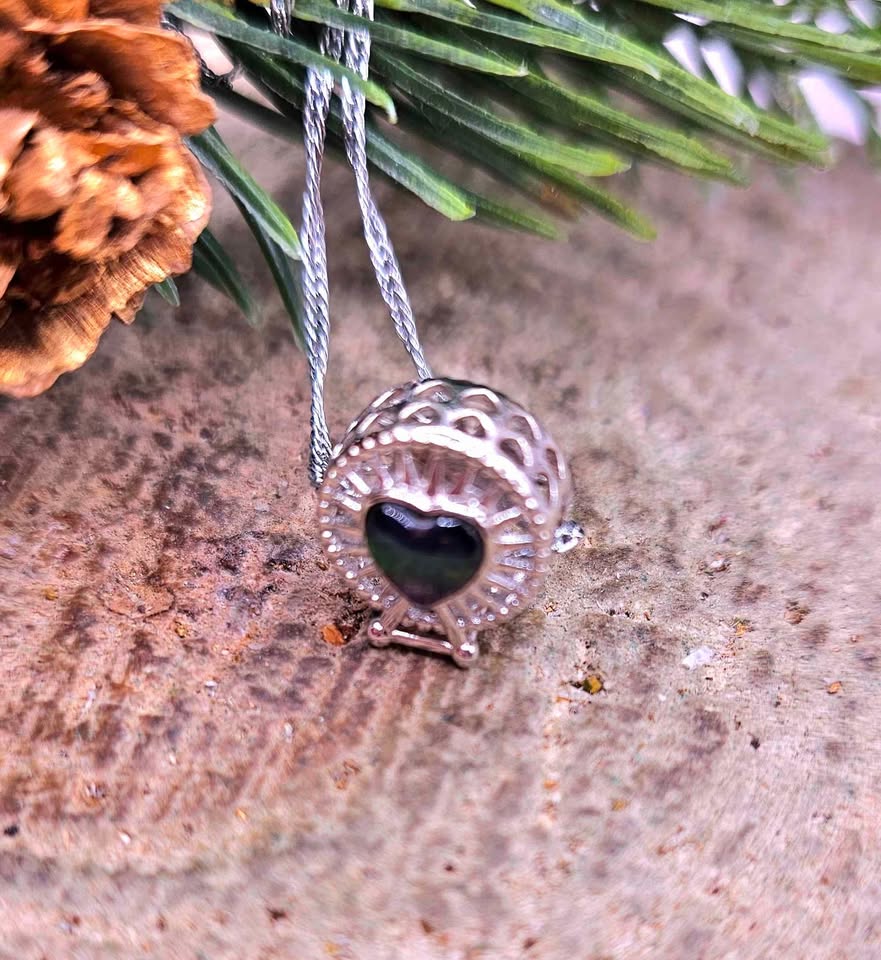 Genuine Canadian Ammolite Ferris Wheel 925 Pendant Necklace.