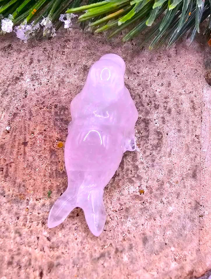 Nature Crystal Stone Carved Sea Seal & Turtle Figures