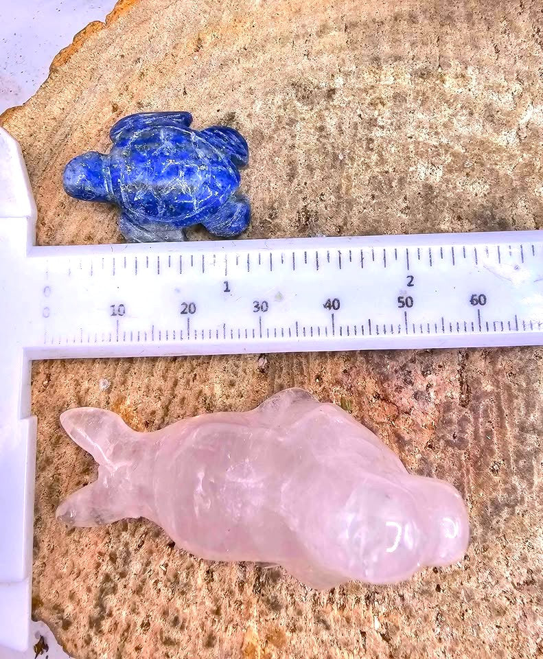 Nature Crystal Stone Carved Sea Seal & Turtle Figures