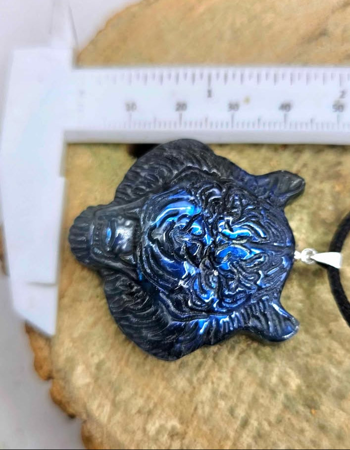 Nature Labradorite Flashy Powerful Tiger Pendant Necklace