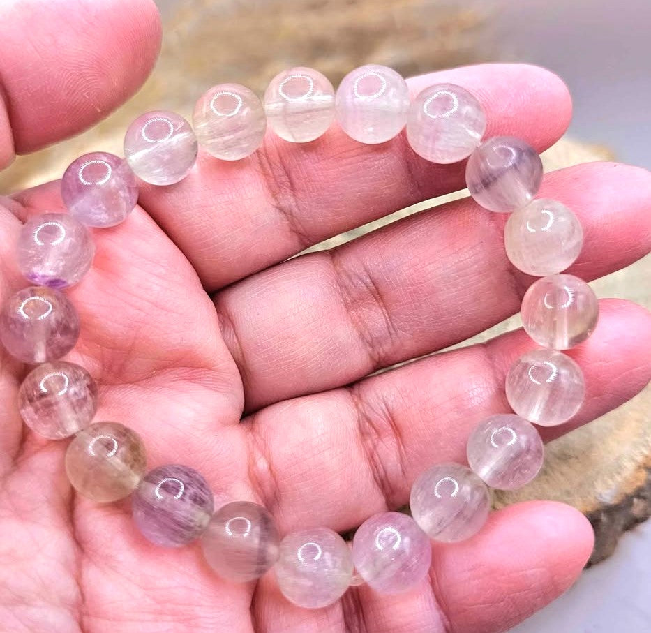 Premium grade nature icy fluorite 10mm round bead healing crystal bracelet — My Aura Gemstones