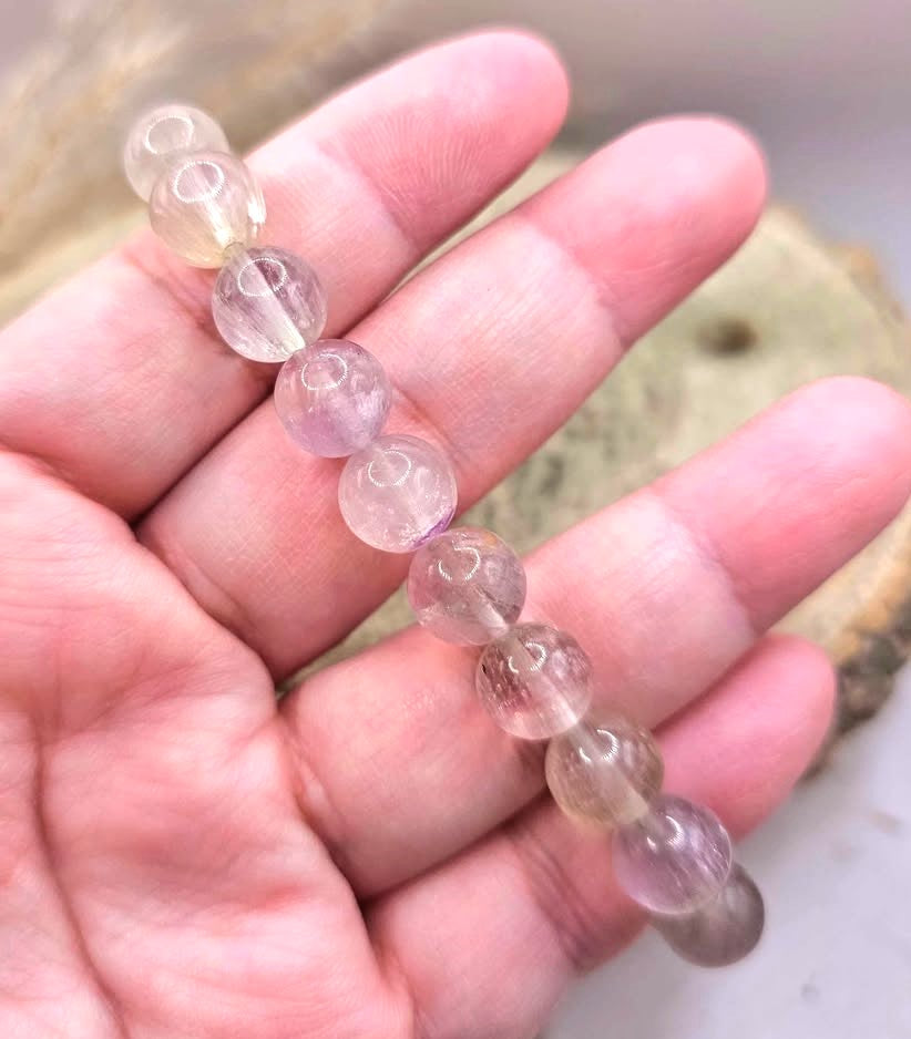 Premium grade nature icy fluorite 10mm round bead healing crystal bracelet — My Aura Gemstones