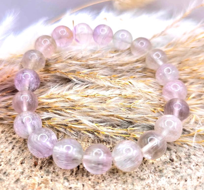 Premium grade nature icy fluorite 10mm round bead healing crystal bracelet — My Aura Gemstones
