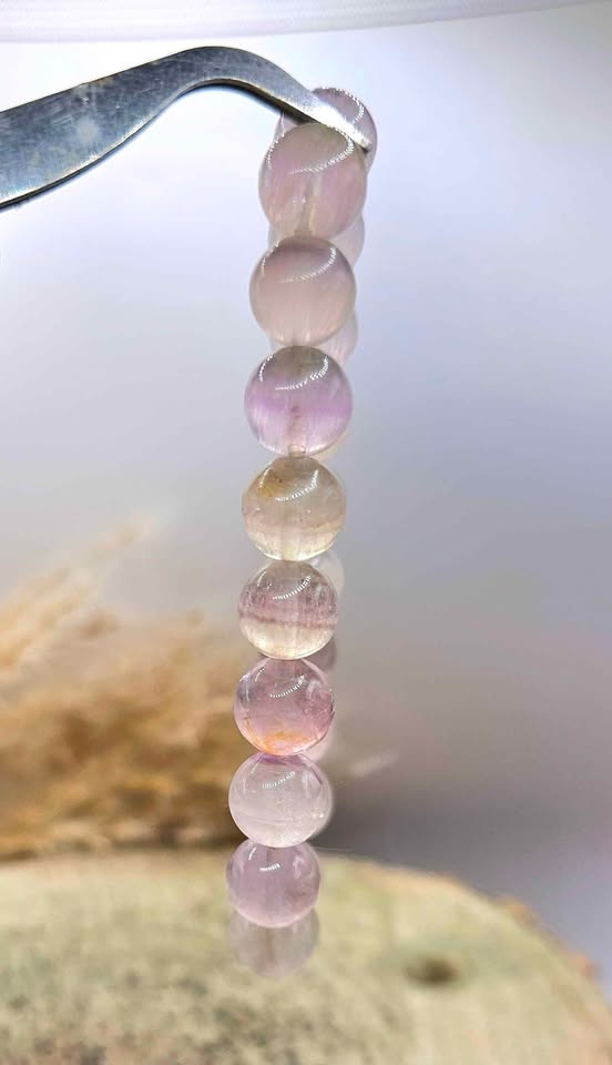 Premium Grade Nature Icy Fluorite 10mm Round Bead Bracelet.