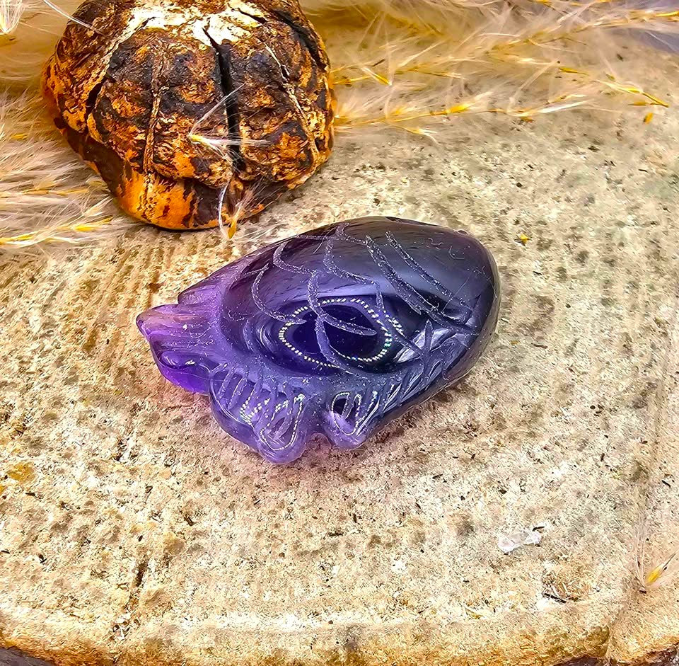 Nature Stalactite Calcite Cluster With Amethyst Fish Decor