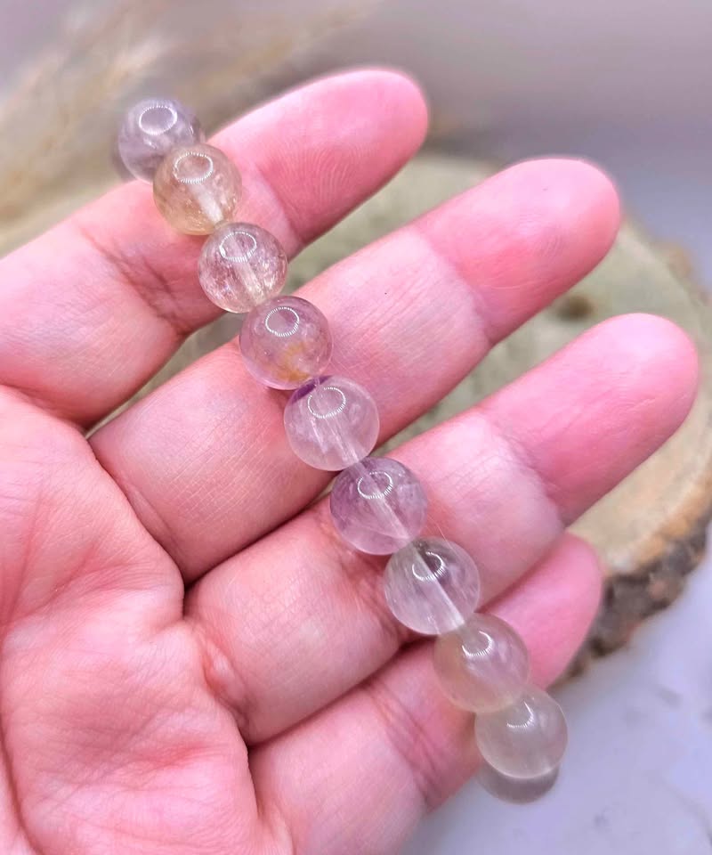 Premium Grade Nature Icy Fluorite 10mm Round Bead Bracelet.