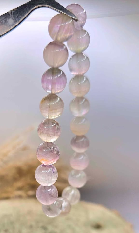 Premium Grade Nature Icy Fluorite 10mm Round Bead Bracelet.