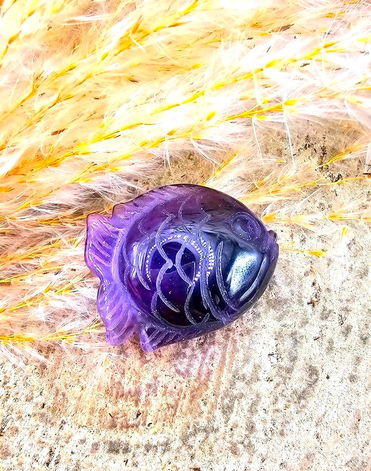 Natural stalactite calcite cluster with amethyst fish crystal decor — My Aura Gemstones