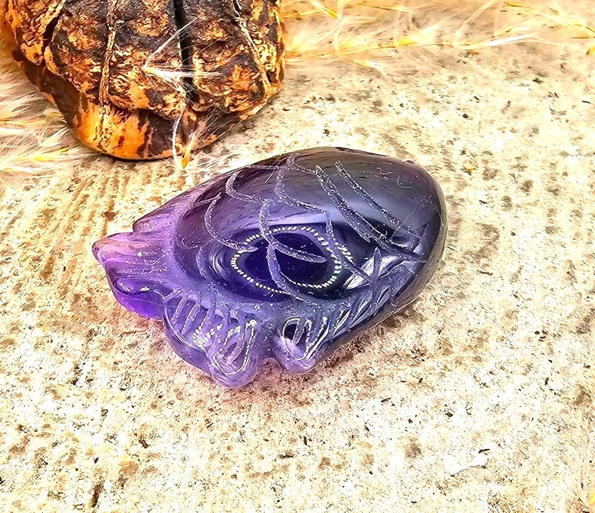 Natural stalactite calcite cluster with amethyst fish crystal decor — My Aura Gemstones