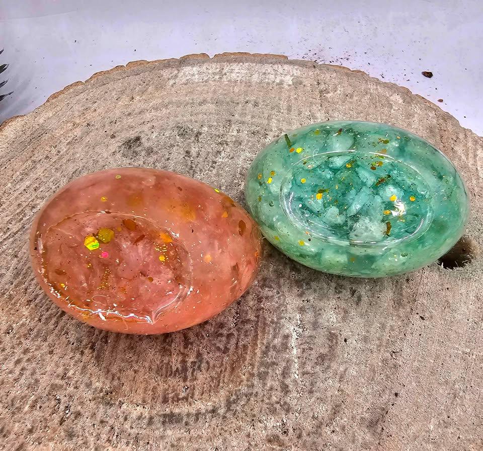 Set Of 2pcs Crystal Chip Resin Ancient Gold (Yuanbao) Decor