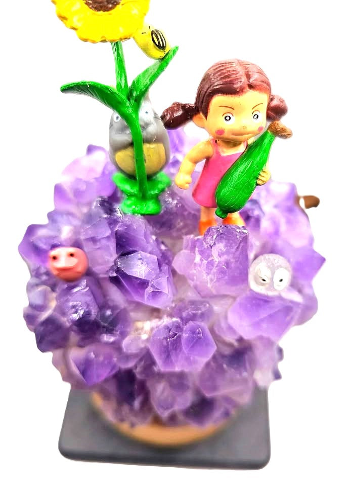 Natural amethyst Totoro night light side view — My Aura Gemstones