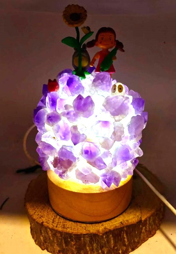 Natural amethyst Totoro night light size reference — My Aura Gemstones