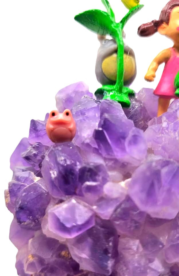 Natural amethyst Totoro night light lifestyle view — My Aura Gemstones