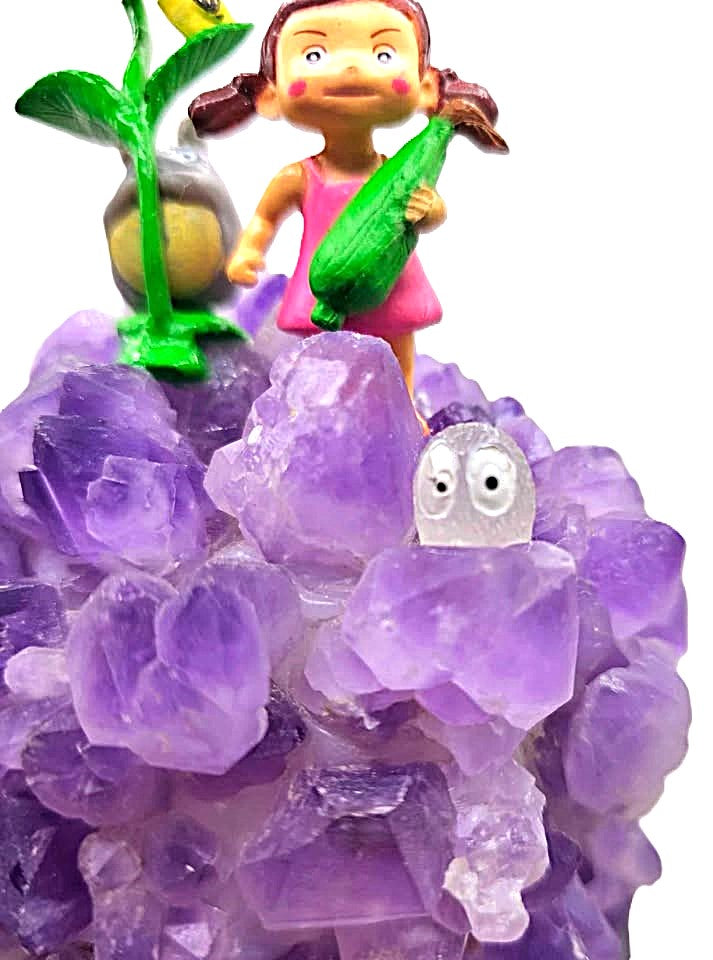 Natural amethyst Totoro night light packaging view — My Aura Gemstones