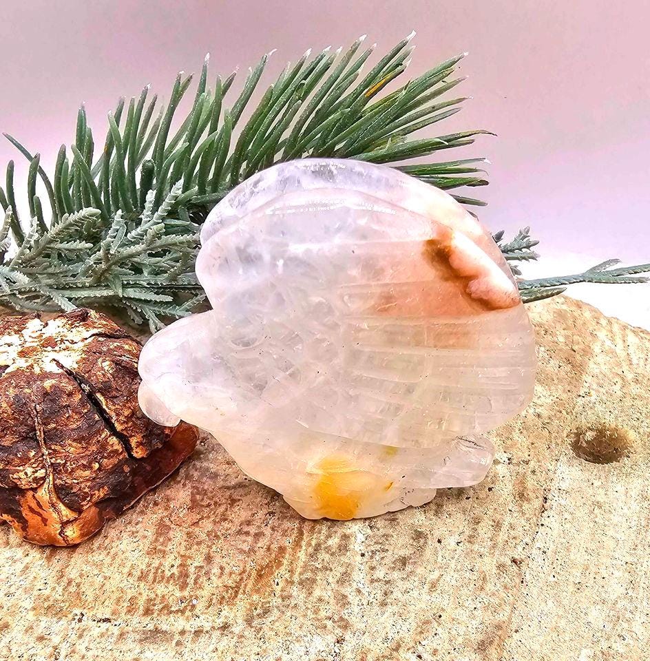 Nature Golden Healer Quartz Carved Flying Eagle Decor Figure