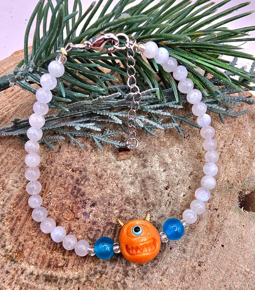 Nature Moonstone Cute Evil Eye Monster Bracelet