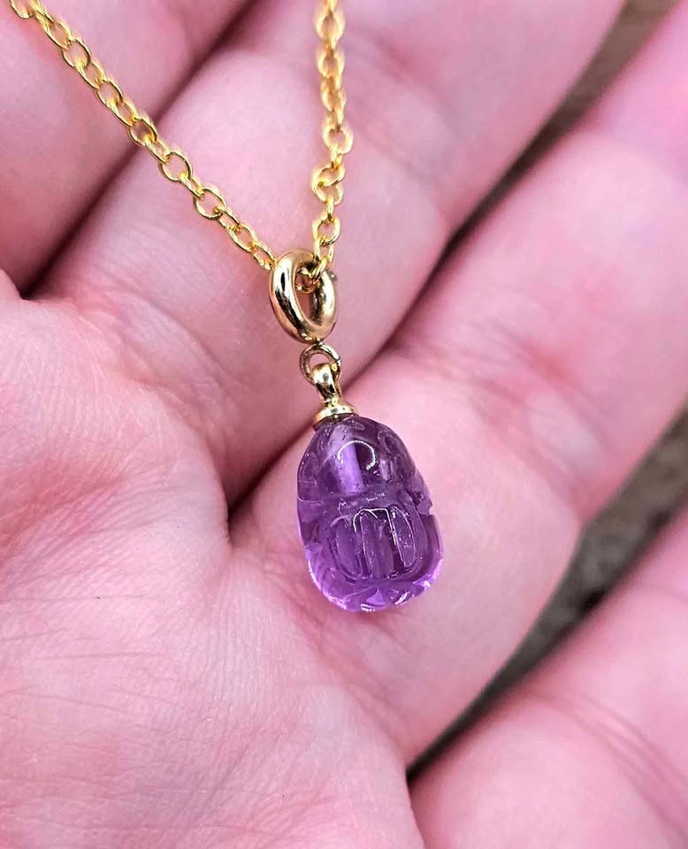 Nature Amethyst Rabbit Charm Necklace