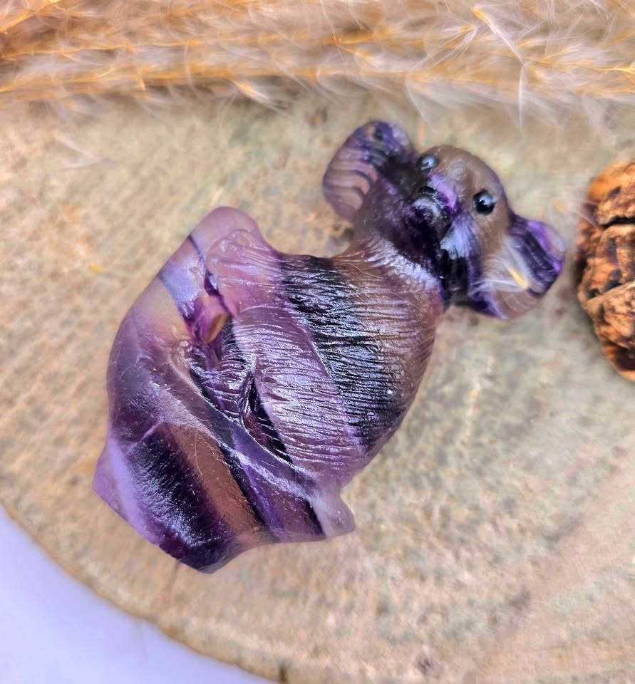 Nature Rainbow Fluorite Hand Carved &nbsp;2.5"Koala Figure