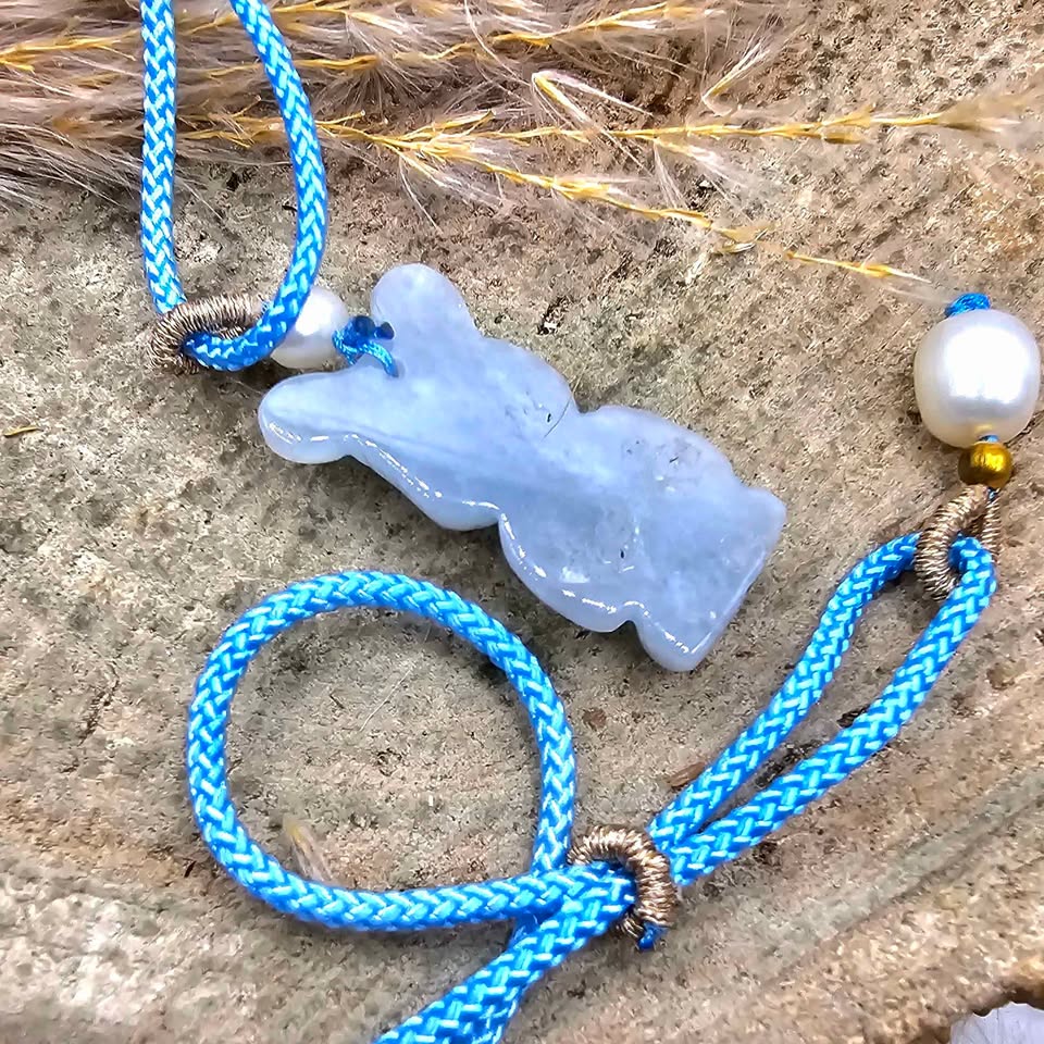Nature Jade Carved Cute Bear Pendant Necklace