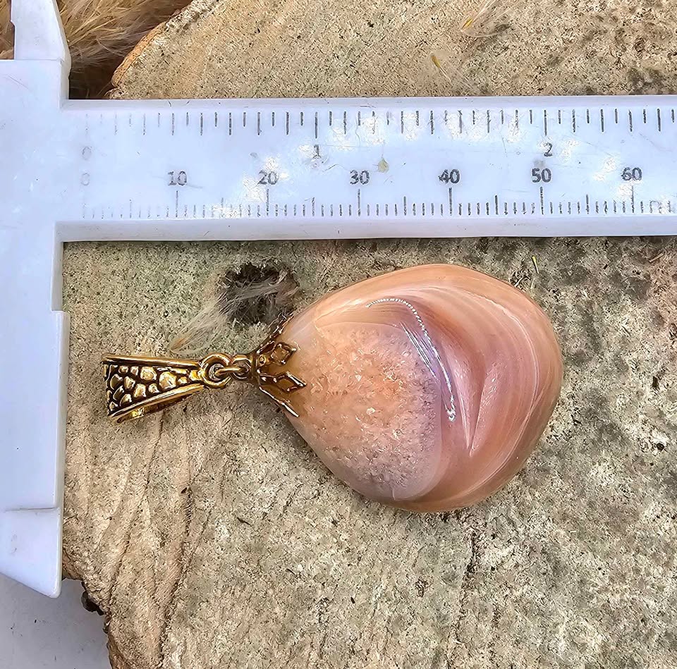 Nature Big Druzy Agate Stone Pendant Necklace