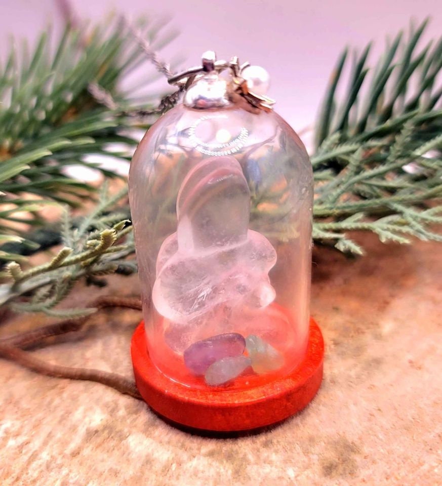 Beautiful Nature Clear Quartz Fairy Inside A Jar Pendant Necklace
