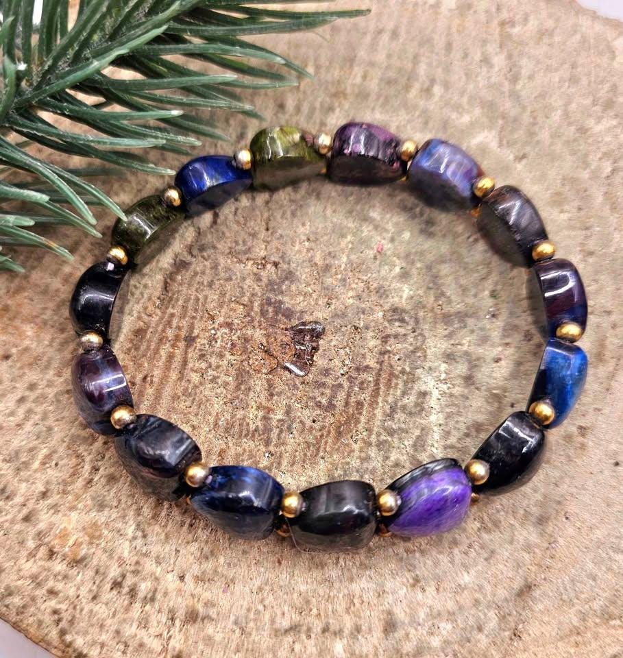 Rare Nature Mixed Colors Sugilite Heart Beads Bracelet