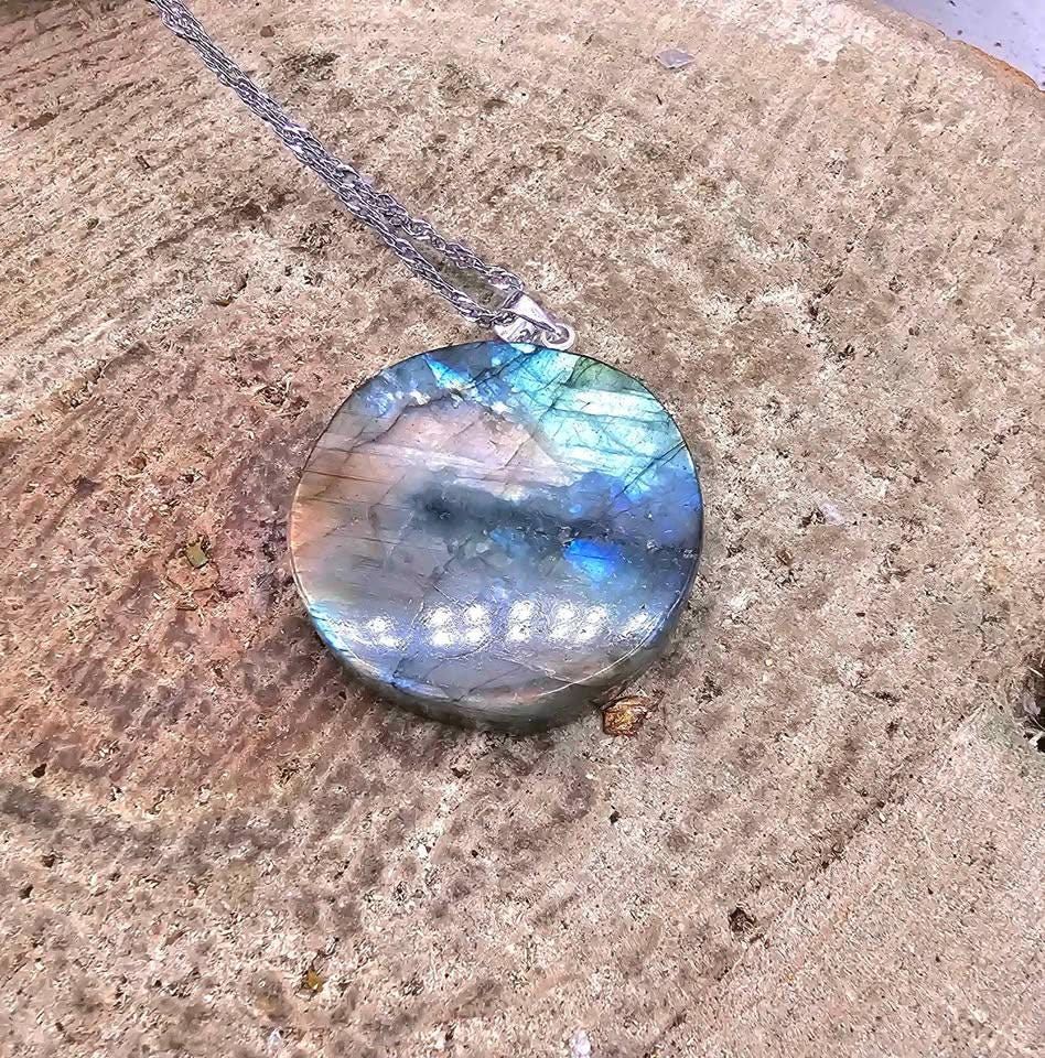 Nature Labradorite Carved Unicorn Pendant Necklace