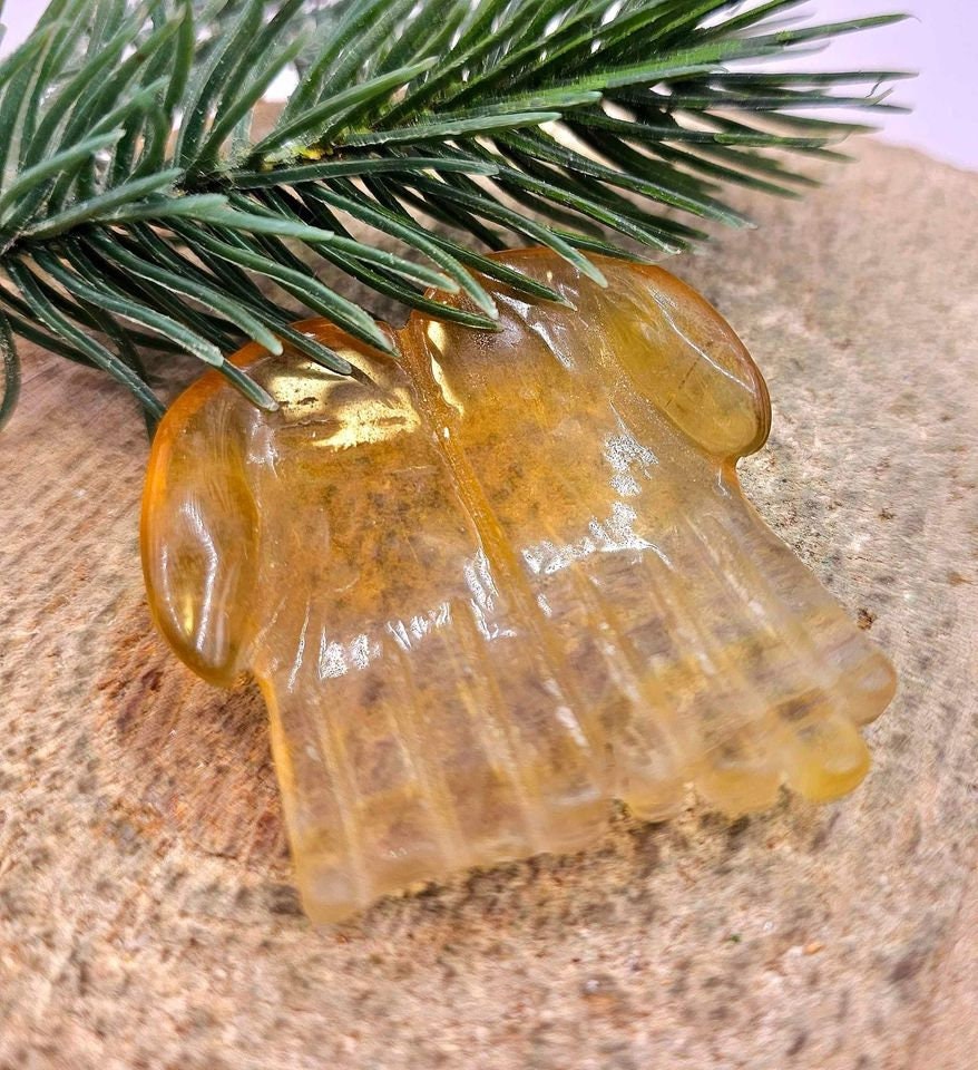 Unique Nature Yellow Fluorite Hand Carved Giving Hand Decor Dish