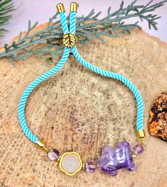 Nature Amethyst Frog Mixed Crystal Beads Bracelet