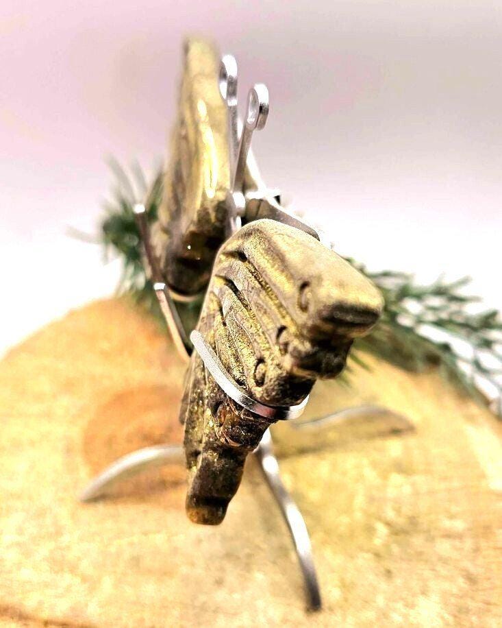 Nature Gold Pyrite Butterfly Wings Decor With Metal Stand