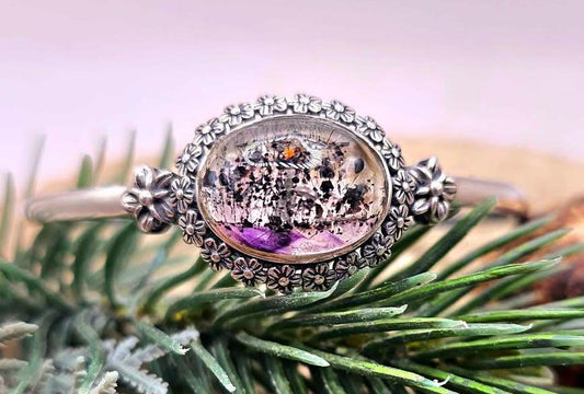 Nature Black Super Seven Crystal Sterling Silver S925 Bangle