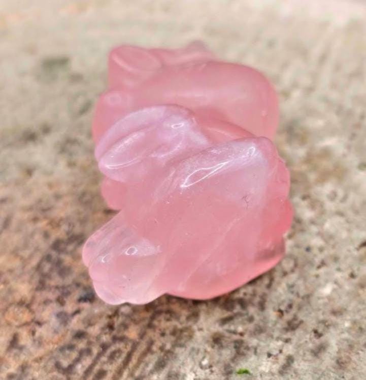 Nature Rose Quartz Hand Carved 2" Sleeping Unicorn Figure