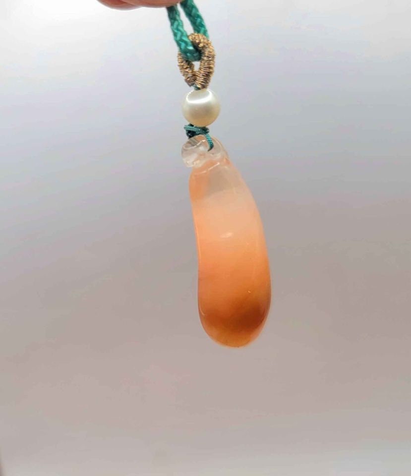 Beautiful Nature Red Rutilated Crystal Hand Carved Pepper Pearl Accent Adjustable Necklace