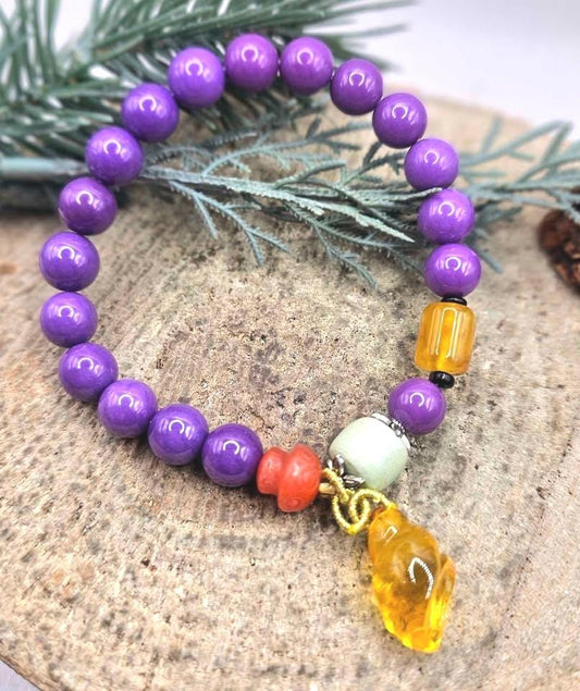 Nature Purple Mica Green Jasper Chakra Bracelet