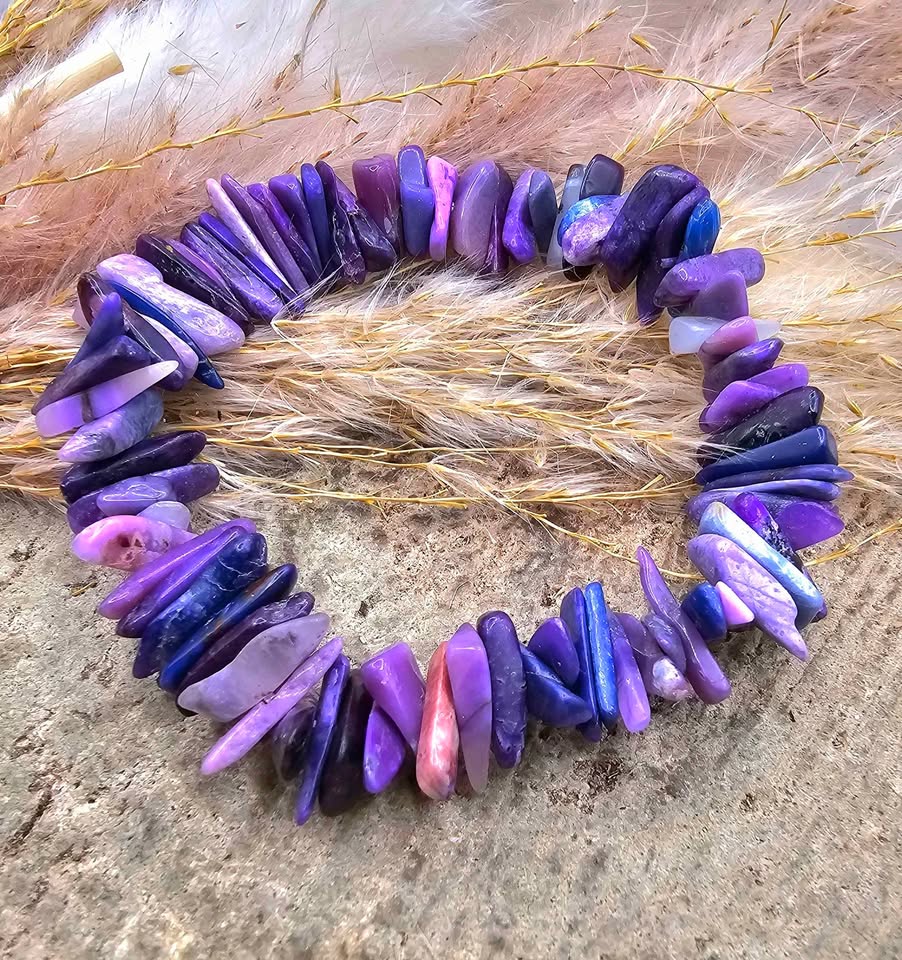 Nature Sugilite Stone Freeform Chips Bracelet