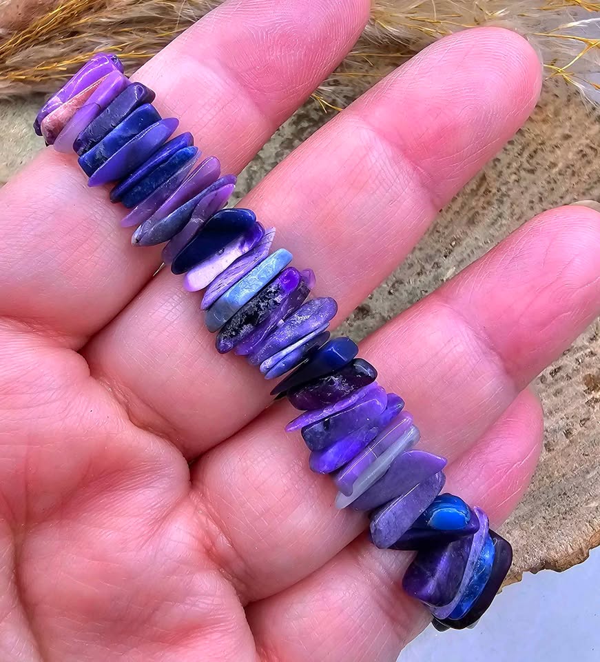 Nature Sugilite Stone Freeform Chips Bracelet