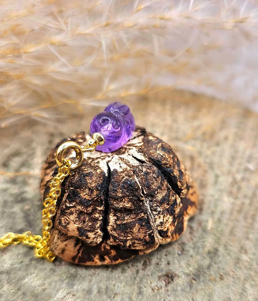 Nature Amethyst Rabbit Charm Necklace