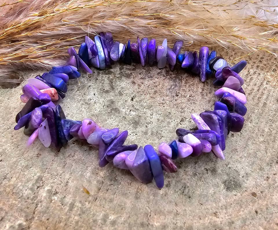 Nature Sugilite Stone Freeform Chips Bracelet